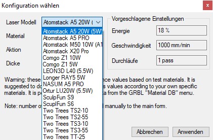 Laser auswählen