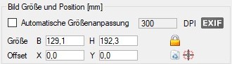 Einstellungen der Größenangabed