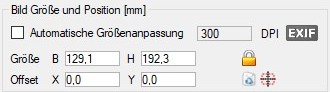 Einstellungen der Gr&ouml;&szlig;enangabed